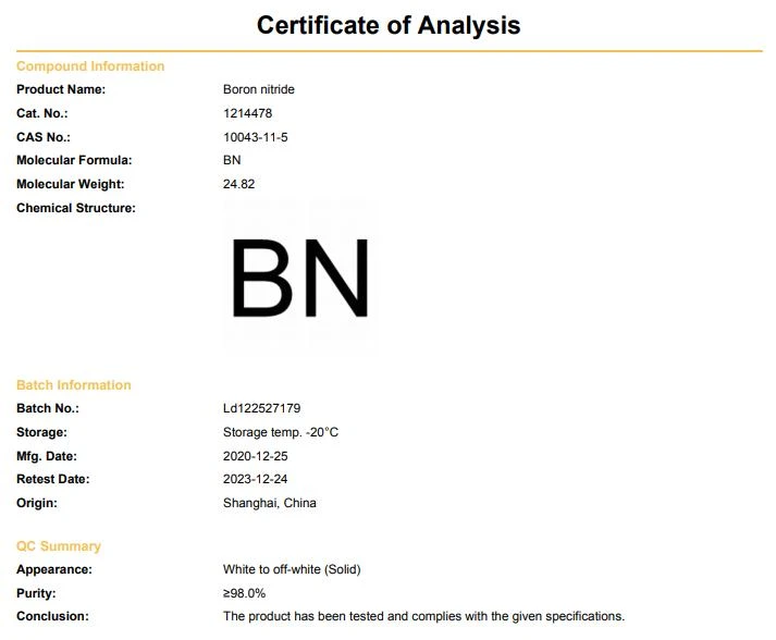 Boron nitride COA | Shaanxi BLOOM Tech Co., Ltd Boron nitride COA | Shaanxi BLOOM Tech Co., Ltd